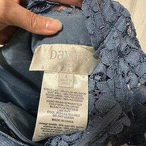 David's Bridal Dusty Blue Lace Gown